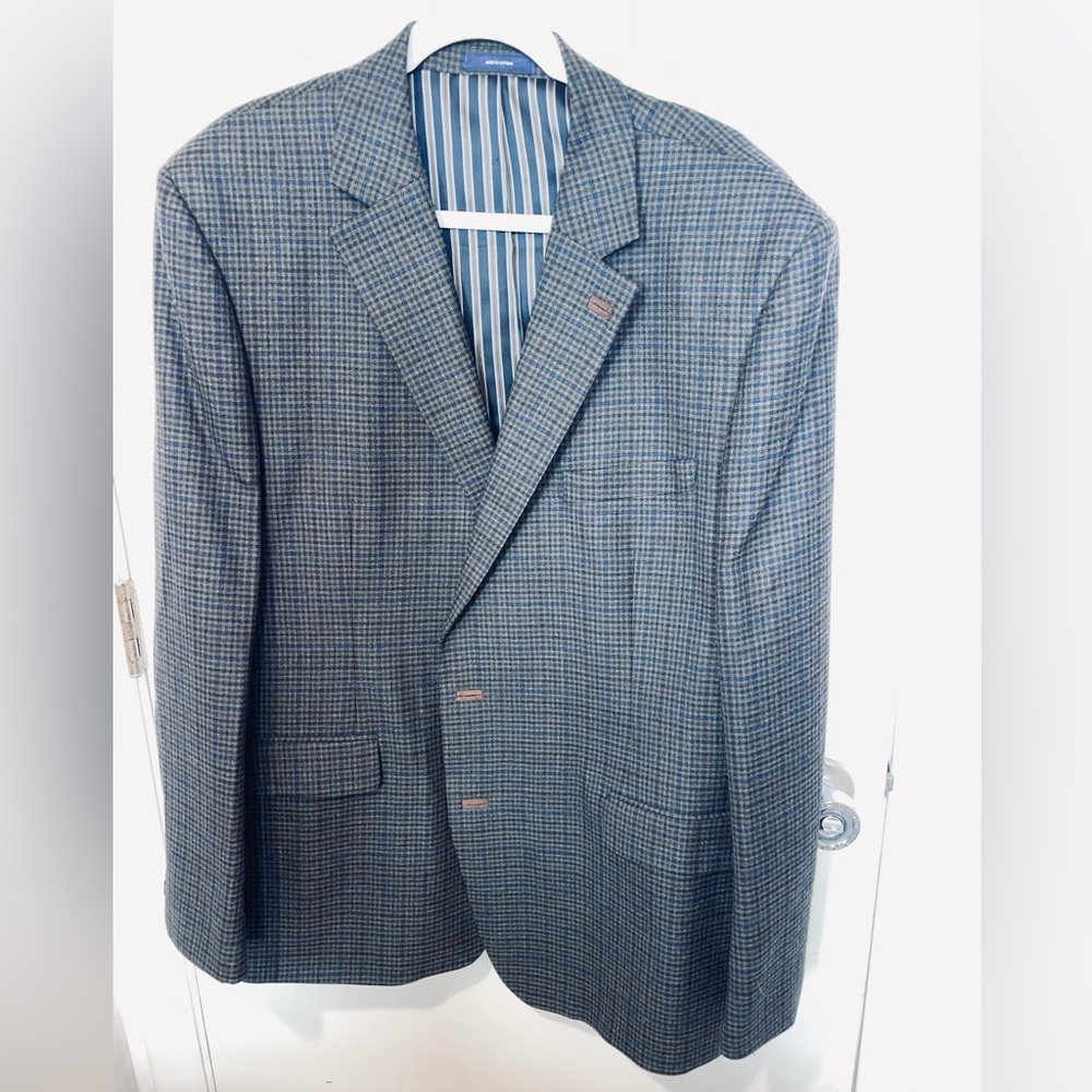 Stafford mens tweed brown 60% wool elbow patch trendy blazer sz 48R jacket prep